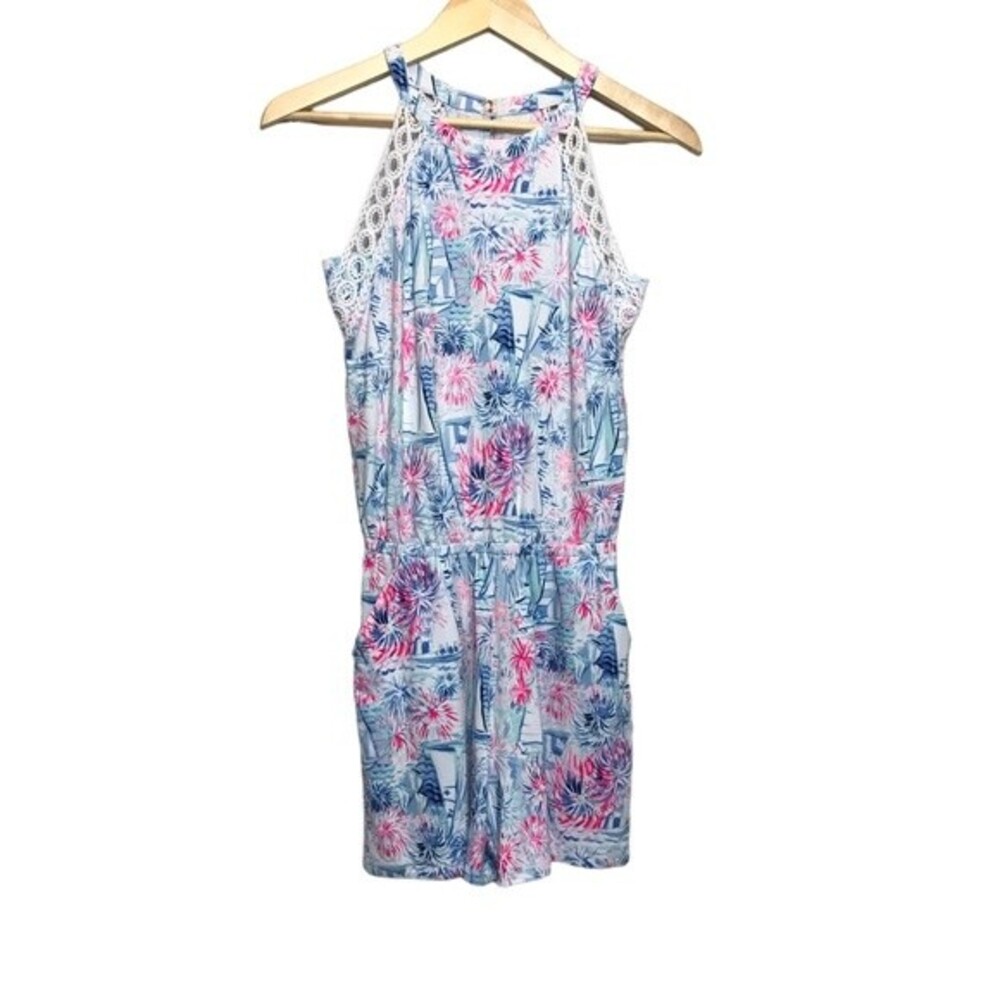 Lilly Pulitzer‎ Sea To Shining Sea Fireworks Sailboat Lala Romper Size XS